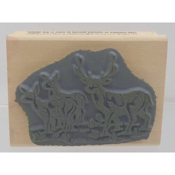 Whitetail Deer Stamp- Stampendous ©1996 VTG Buck & 2 Doe Wildlife - Picture 2 of 2